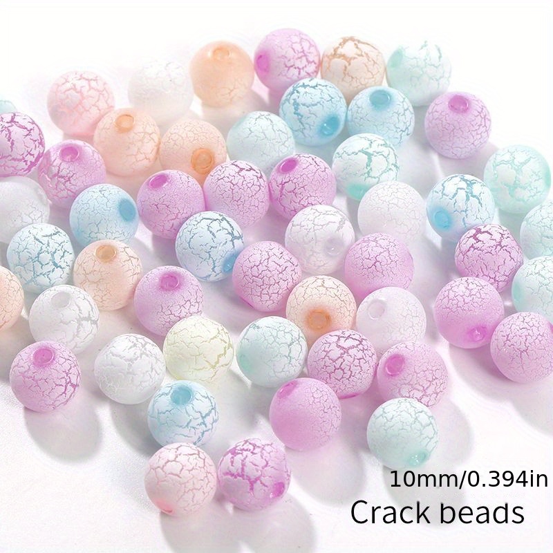 50pcs Colorful Acrylic Crackle Glass Pattern Beads for DIY Jewelry